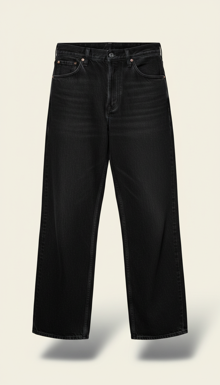 Wide-leg black denim trousers
